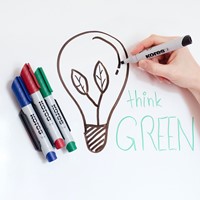 Kores whiteboard markers ECO XW1; 90% recycled plastic, 3mm beitel punt, Set van 4 kleuren 20744.PT03