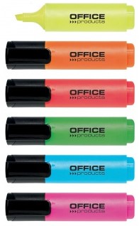 Markeerstift assorti met beitelpunt - 6 kleuren (roze/rood/geel/groen/blauw/oranje) 2-5mm
