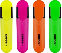 Markeerstift Kores Bright Liner Plus, 0,5-5mm, assorti, 4 kleuren
