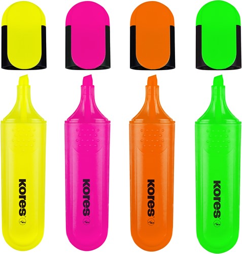Markeerstift Kores Bright Liner Plus, 0,5-5mm, assorti, 4 kleuren-2