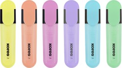 Markeerstift Kores Bright Liner Plus, 0,5-5mm, assorti, 6 pastel kleuren