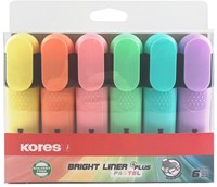Markeerstift Kores Bright Liner Plus, 0,5-5mm, assorti, 6 pastel kleuren-3