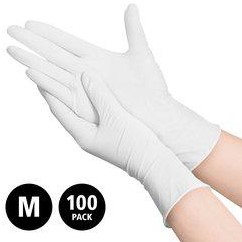 Nitril - omdoos/10x100 stuks - maat M - witte handschoenen ongepoederd