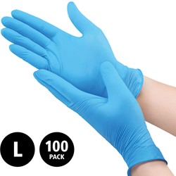 Nitril - omdoos/10x100 stuks - maat L - blauwe handschoenen ongepoederd