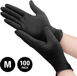 Nitril - doos/100 stuks - maat M - zwarte handschoenen ongepoederd