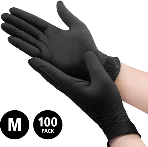 Nitril - omdoos/10x100 stuks - maat M - zwarte handschoenen ongepoederd