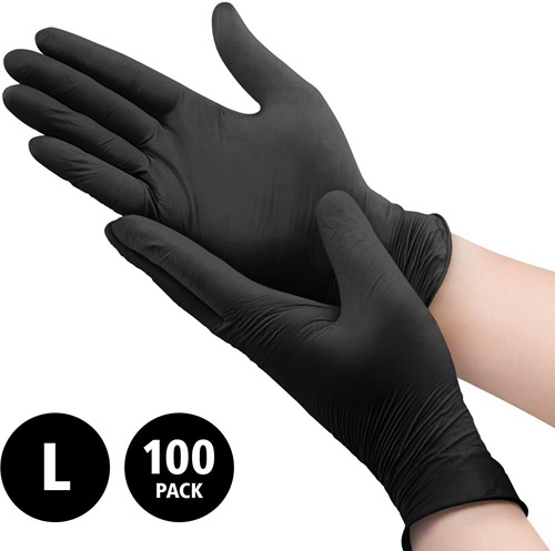 Nitril - omdoos/10x100 stuks - maat L - zwarte handschoenen ongepoederd