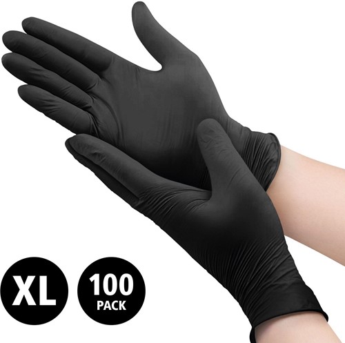 Nitril - doos/100 stuks - maat XL - zwarte handschoenen ongepoederd