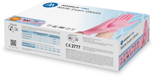 Nitril - doos/100 stuks - maat XS - roze handschoenen ongepoederd-2