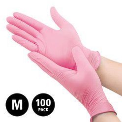 Nitril - omdoos/10x100 stuks - maat M - roze handschoenen ongepoederd