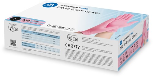 Nitril - doos/100 stuks - maat L - roze handschoenen ongepoederd-2