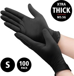 Nitril Power - doos/100 stuks - maat S - zwarte handschoenen ongepoederd