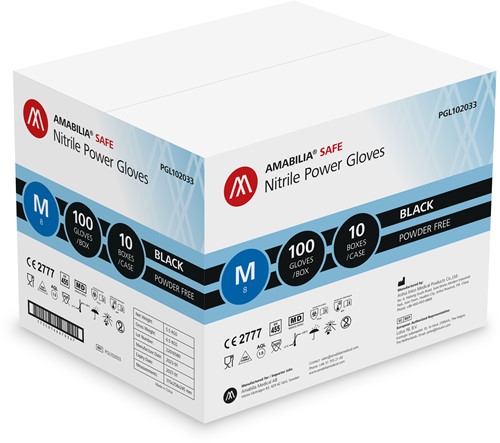Nitril Power - doos/100 stuks - maat M - zwarte handschoenen ongepoederd-2