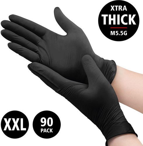 Nitril Power - doos/90 stuks - maat XXL - zwarte handschoenen ongepoederd