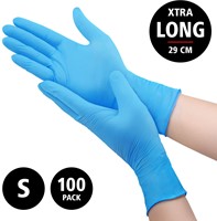 Nitril Power - doos/100 stuks - maat S - blauwe handschoenen ongepoederd - extra lang
