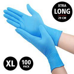Nitril Power - doos/100 stuks - maat XL - blauwe handschoenen ongepoederd - extra lang