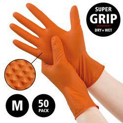 Nitril - doos/50 stuks - maat M - oranje Diamond handschoenen - extra grip