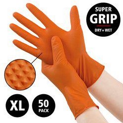Nitril - doos/50 stuks - maat XL - oranje Diamond handschoenen - extra grip 