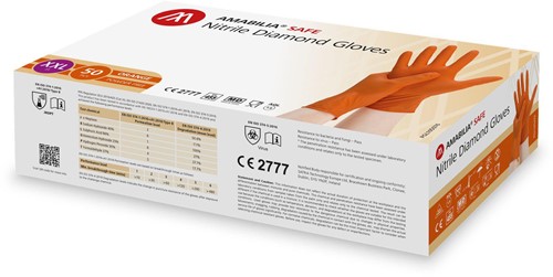 Nitril - doos/50 stuks - maat XXL - oranje Diamond handschoenen - extra grip -2