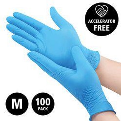 Nitril - doos/100 stuks - maat M - blauwe handschoenen ongepoederd - acceleratorvrij