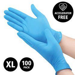 Nitril - doos/100 stuks - maat XL - blauwe handschoenen ongepoederd - acceleratorvrij