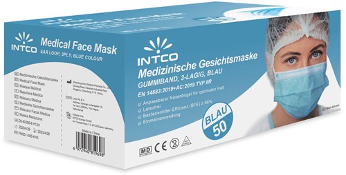 Amabilia mondkap Type IIR blauw 50 stuks-3