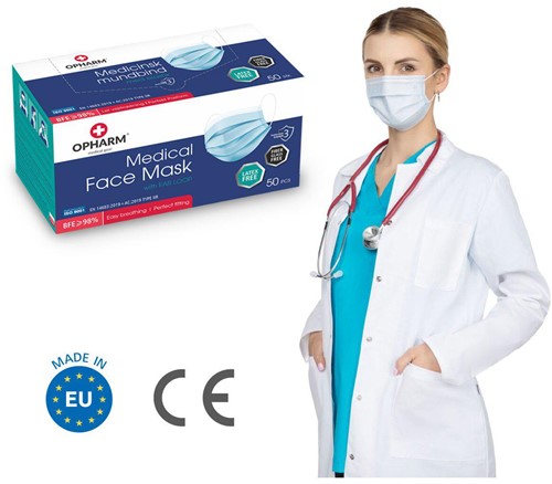 Opharm - mondkap Type IIR - blauw - doos/50 stuks-2