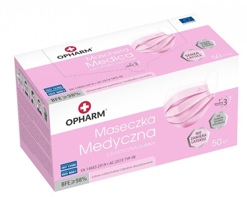 Opharm - mondkap Type IIR - roze - doos/50 stuks-2