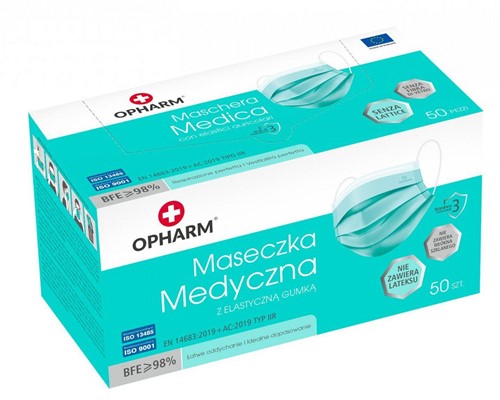 Opharm - mondkap Type IIR - turquoise - doos/50 stuks-2