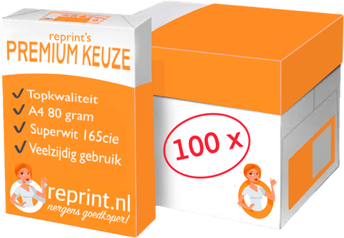 Printpapier Reprint's Premium Keuze A4 80 gram, pallet 100 pakken