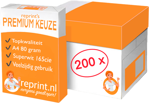 Printpapier Reprint's Premium Keuze A4 80 gram, 200 pak à 500 vel