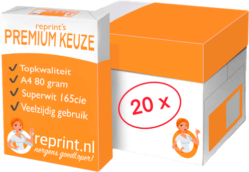 Printpapier Reprint's Premium Keuze A4 80 gram, 20 pakken
