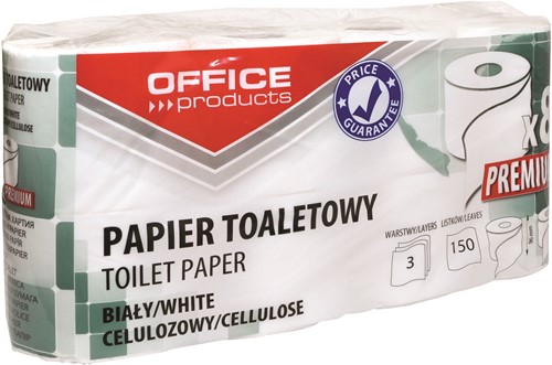 Toiletpapier 3-laags, 150 vel per rol, 8 rollen, wit