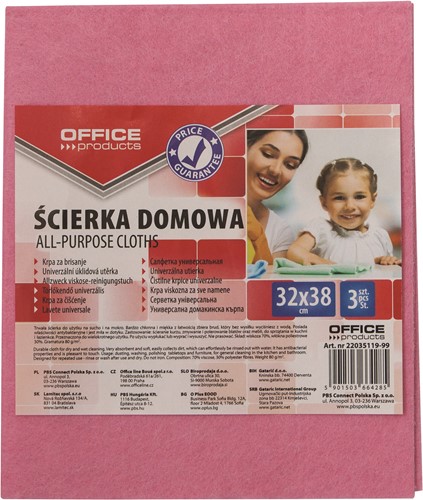 Werkdoek viscose 32x38cm roze of geel, 3 stuks
