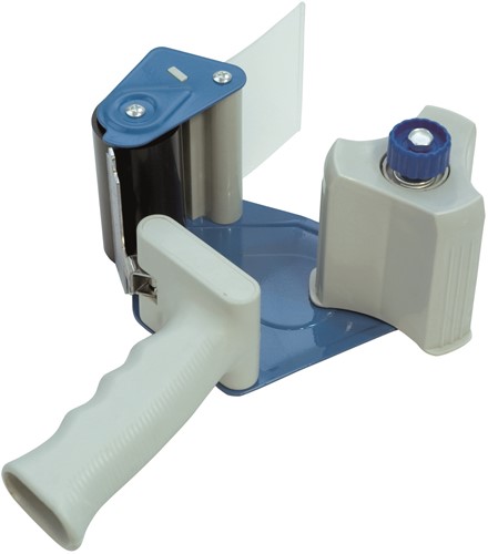 Verpakkingstape dispenser voor rollen van 76mmx66mtr, grijs/blauw