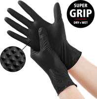 Nitril - doos/50 stuks - maat XXL - zwarte Diamond handschoenen - extra grip-3