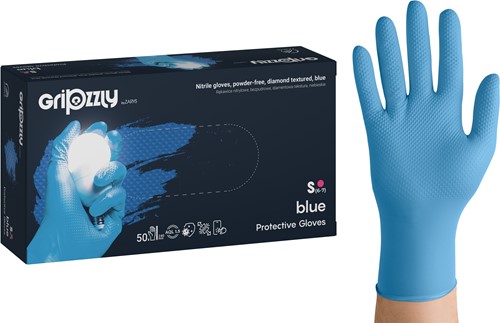 Nitril wegwerphandschoenen - extra grip - blauw - maat S - 10x50 stuks