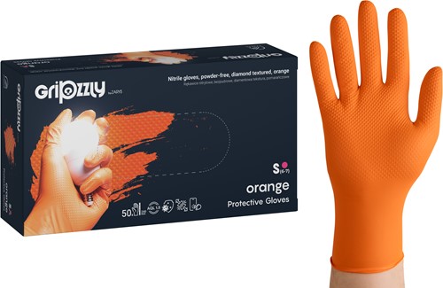 Nitril wegwerphandschoenen - extra grip - oranje - maat S - 10x50 stuks 
