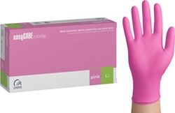 Nitril wegwerphandschoenen - roze - maat L - doos/100 stuks