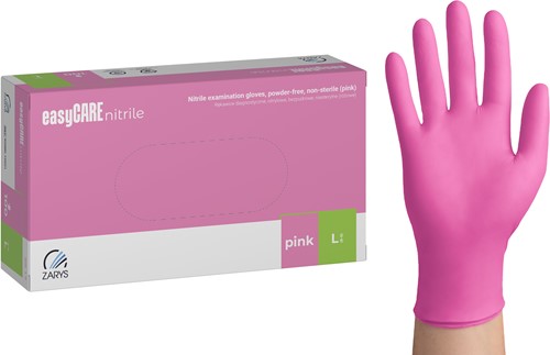 Nitril wegwerphandschoenen - roze - maat L - doos/100 stuks