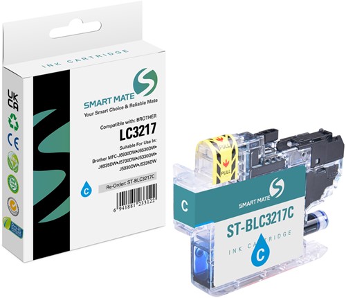 Smart Mate alternatief t.b.v. Brother Inkjet LC3217C (LC3217) Cyaan 9 ml