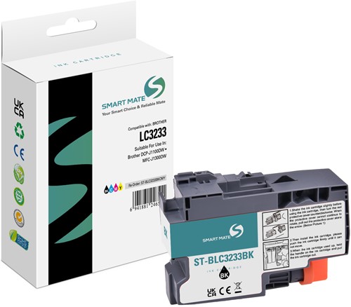 Smart Mate alternatief t.b.v. Brother Inkjet LC3233BK (LC3233) Zwart 65 ml