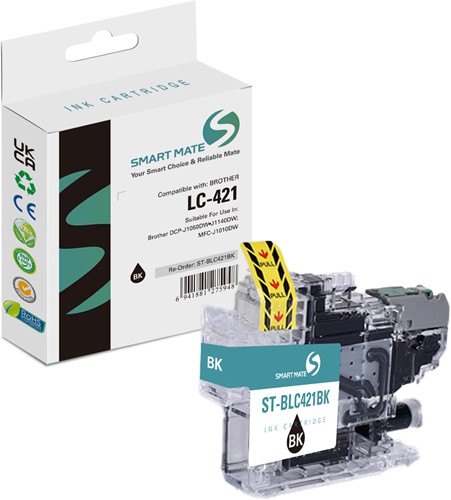 Smart Mate alternatief t.b.v. Brother Inkjet LC421BK (LC-421) Zwart 10,5 ml