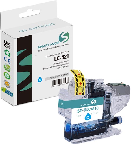 Smart Mate alternatief t.b.v. Brother Inkjet LC421C (LC-421) Cyaan 6,5 ml