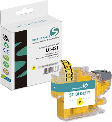 Smart Mate alternatief t.b.v. Brother Inkjet LC421Y (LC-421) Geel  6,5 ml