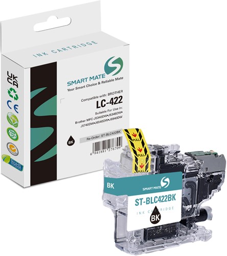 Smart Mate alternatief t.b.v. Brother Inkjet LC422BK (LC-422) Zwart 16 ml