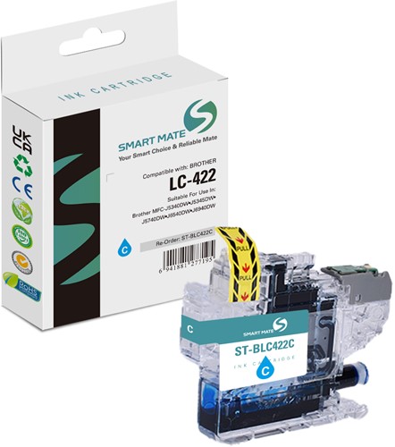 Smart Mate alternatief t.b.v. Brother Inkjet LC422C (LC-422) Cyaan 10 ml