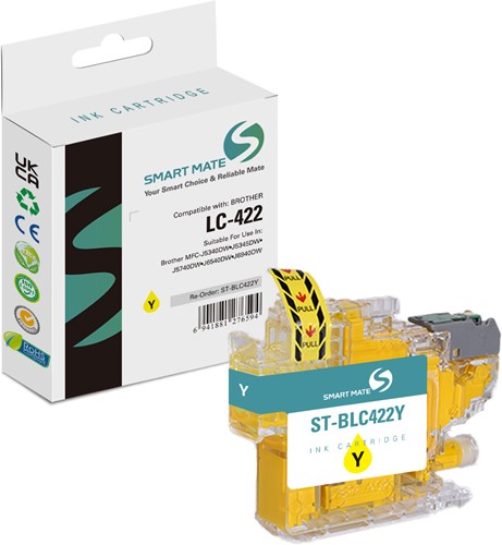 Smart Mate alternatief t.b.v. Brother Inkjet LC422Y (LC-422) Geel  10 ml