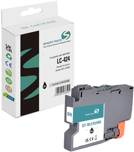 Smart Mate alternatief t.b.v. Brother Inkjet LC424BK (LC-424) Zwart 16 ml