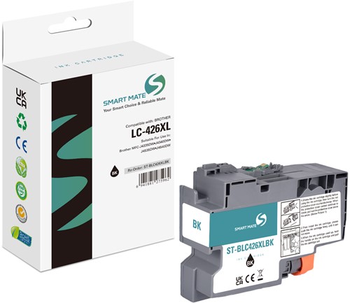 Smart Mate alternatief t.b.v. Brother Inkjet LC426XLBK (LC-426XL) Zwart 124 ml